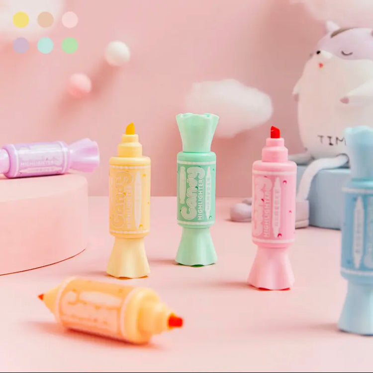 6pcs Mini Candy Shape Color Highlighters, Cartoon Candy Doodle Line Drawing Pen, Sugar Candy Color Highlighters 6pcs Mini Candy Shape Color Highlighters, Cartoon Candy Doodle Line Drawing Pen, Sugar Candy Color Highlighters